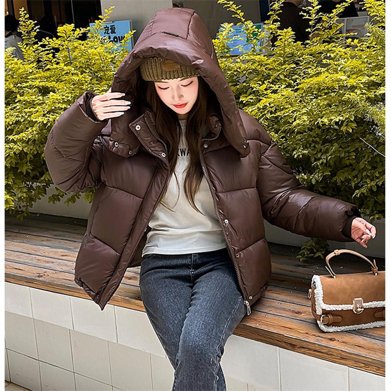 Winter Women's Thick Loose Hooded Short Cotton Jacket M-XXL