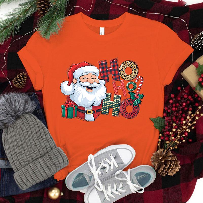 NEW Christmas Santa Claus Ho Ho Ho Print Casual T-Shirt Women Men T Shirt Summer Casual Short Sleeve Harajuku Tops Unisex Tops