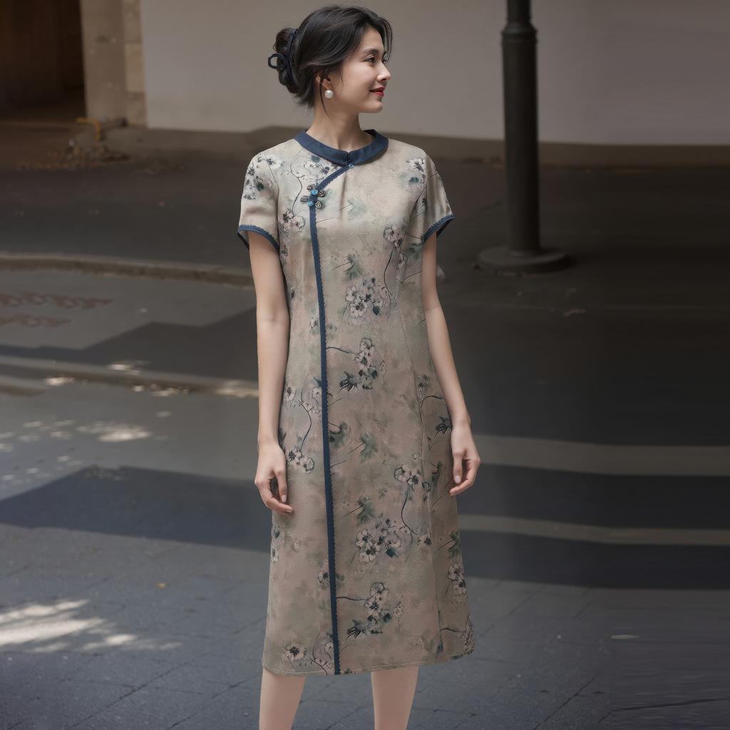 Elegant Temperament, Chinese Style Women's Cheongsam Dress, High-quality Summer Women's Dress, Casual Versatile Women's Dress