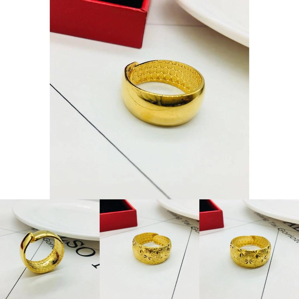Trendy Gold Plated Brass Ring For Couples Featuring Sleek Glossy And Textured Finishes