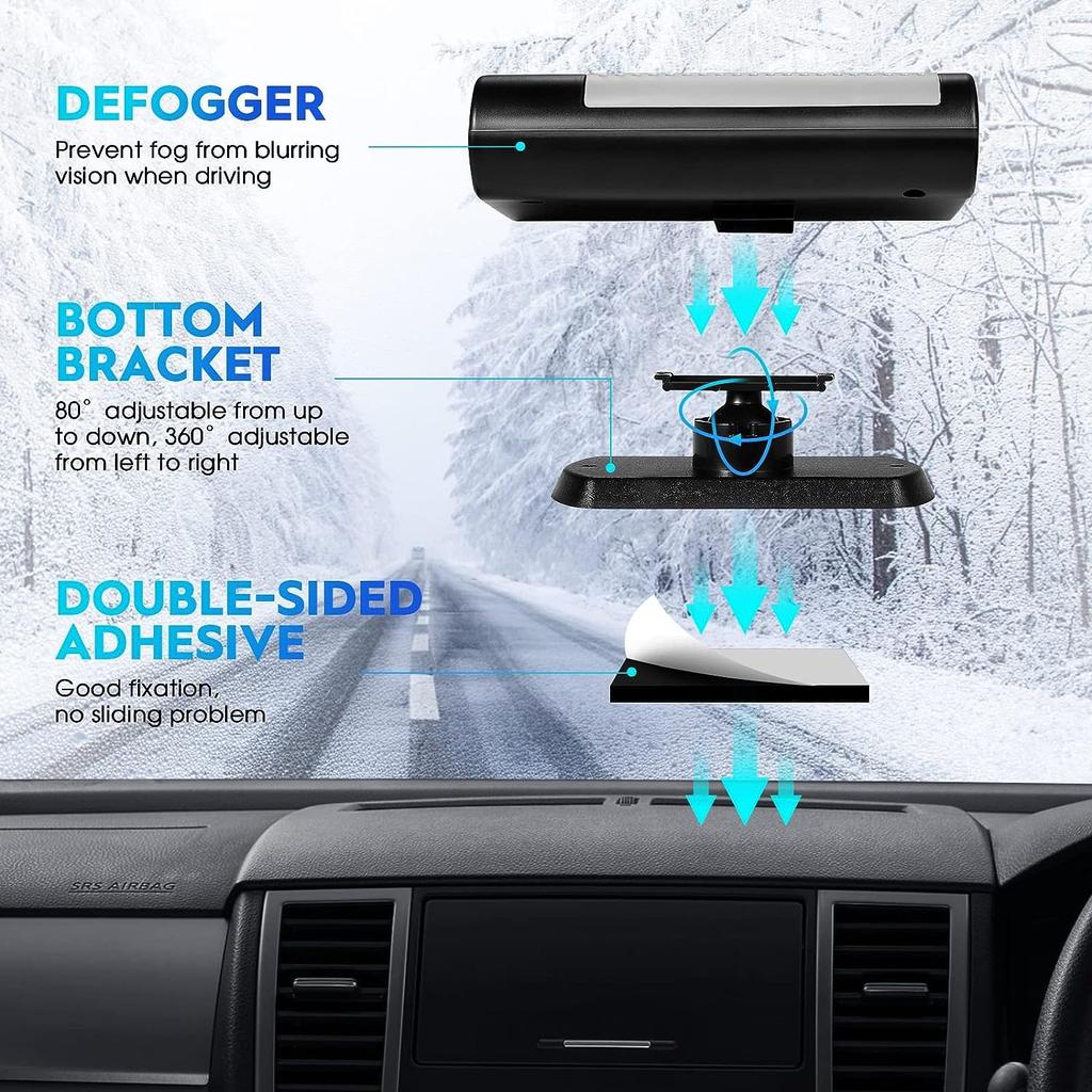 12V Car Heater Fan / Cooling Fan Car Heater Fan 2-in-1 Car Defroster, Quick Heating Electric Heater Fan for Cars Portable