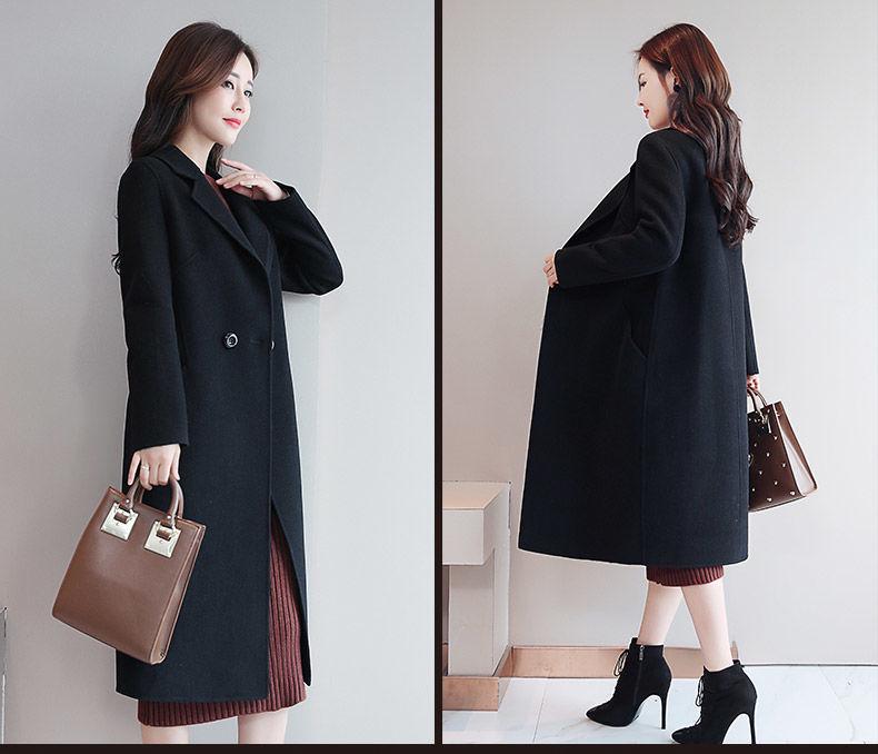 2025 Women's Woolen Mid-Length Overcoat - Autumn Winter Korean Style, Plus Size, Loose Fit