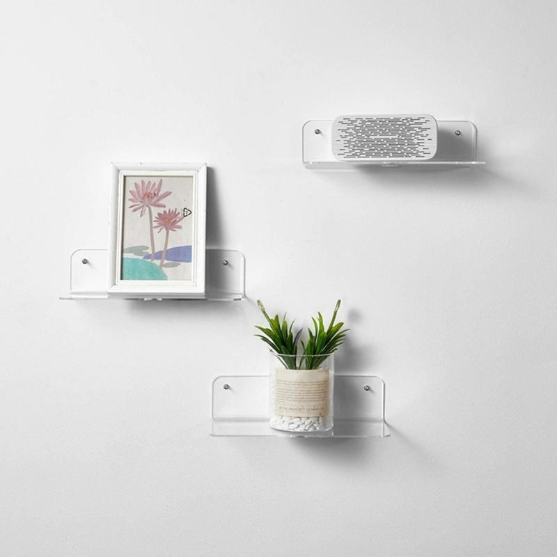 Speakers Organizer Rack Acrylic Wall Mounted Display Stand Shelf Holder Home Storage Self Stick-On