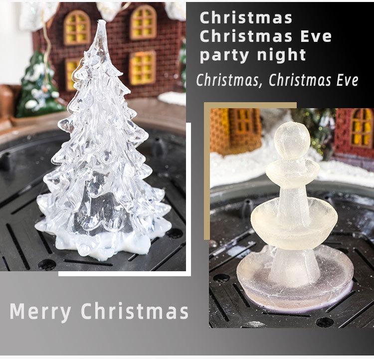 Glowing Christmas Music Box with Rotating Ornament, Water Spray, and Resin Fountain Gift.