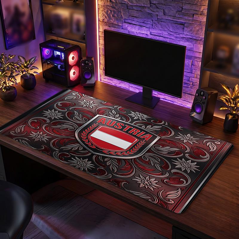 Austria Football Crest Mouse Pad, Extended Non Slip Rubber Desk Mat for Gaming Office Laptop Fan Gift