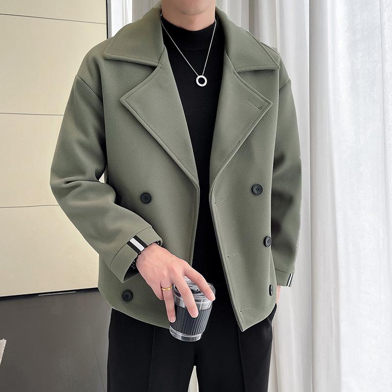 

Men s Woolen Jacket Spring and Autumn New Casual Korean Style Short Lapel Windbreaker Handsome Woolen Jacket for Men 3XL