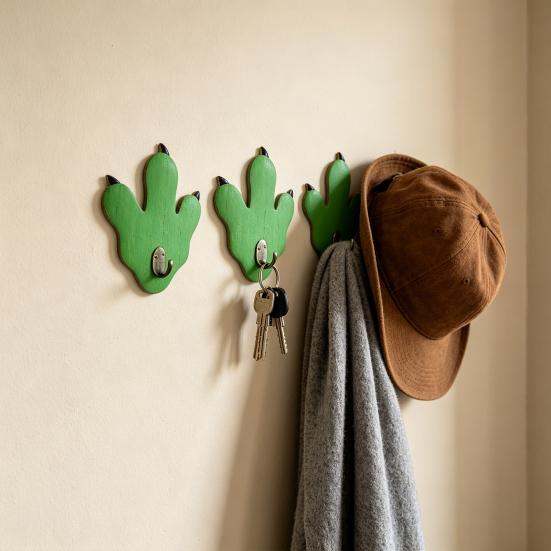 Wood Dinosaur Wall Hook, Retro Dinosaur Claw Shape, Easy Installation Coat Hanger for Kids Bedroom Entrance Hall Nursery