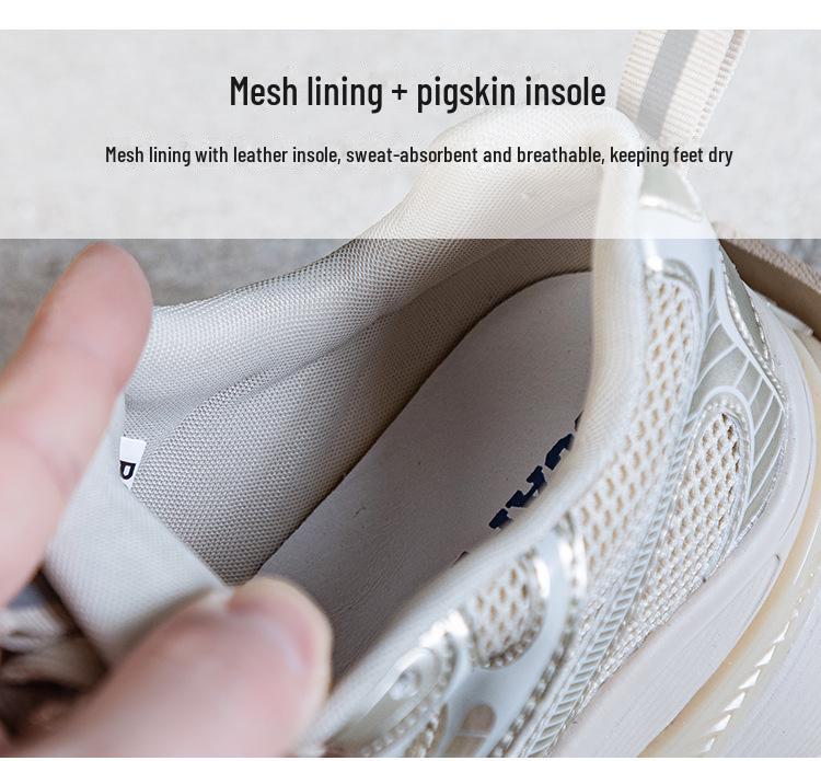 Women's 2024 Spring Fashion Height-Enhancing Breathable Mesh Dad Shoes: Versatile Soft-Soled Thick-Sole Casual Sports Footwear