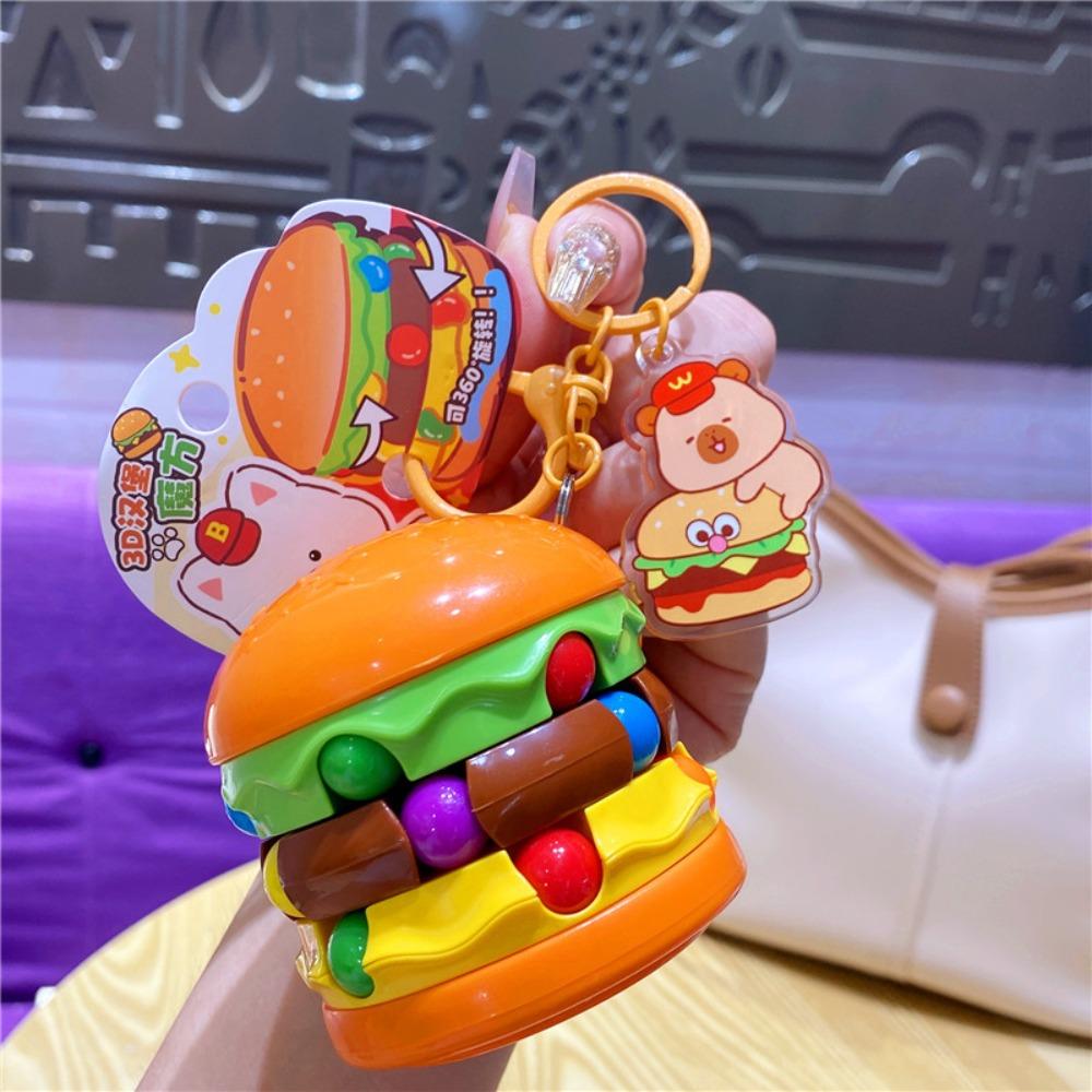 

Finger Top Toy Dog Hamburger Doll Key Chain Capybara Puzzle Cube Keychain Girls Couple Girlfriends Style A