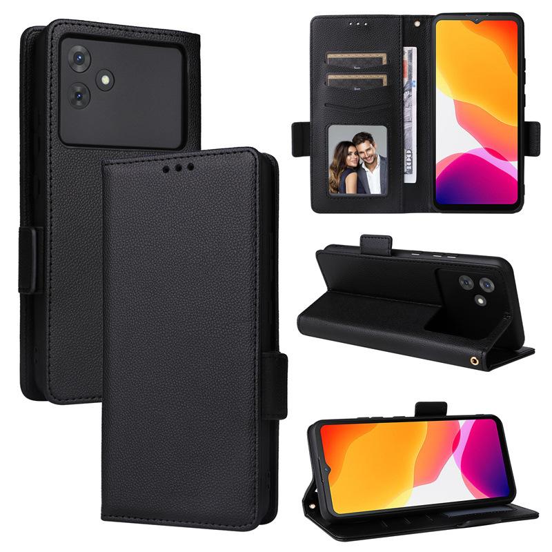 

Чехлы-книжки для Cubot Note 21 Кожаный чехол-книжка с узором личи Чехол-книжка-подставка для телефона с держателем для карт for Cubot Note 21 чёрный