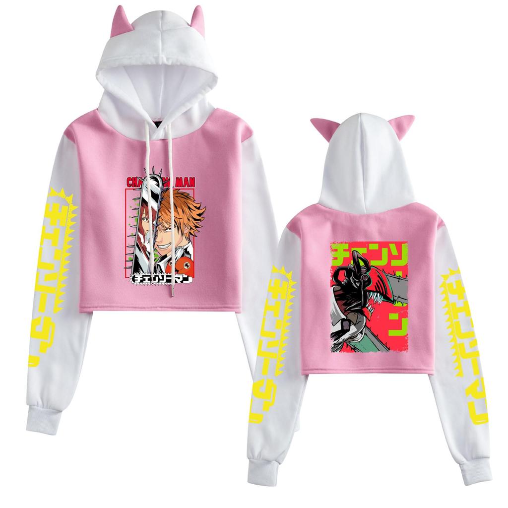 Chainsaw Man Anime Cat Ear Women's Hoodie for Autumn/Winter