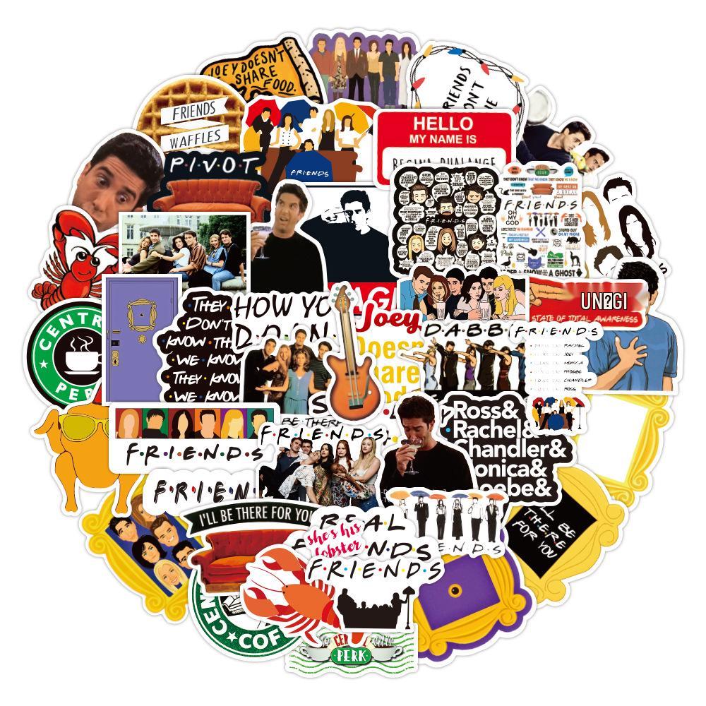 50-Pack 'Friends' TV Show Graffiti Stickers voor Telefoons, Bagage, Laptops en Cadeaus