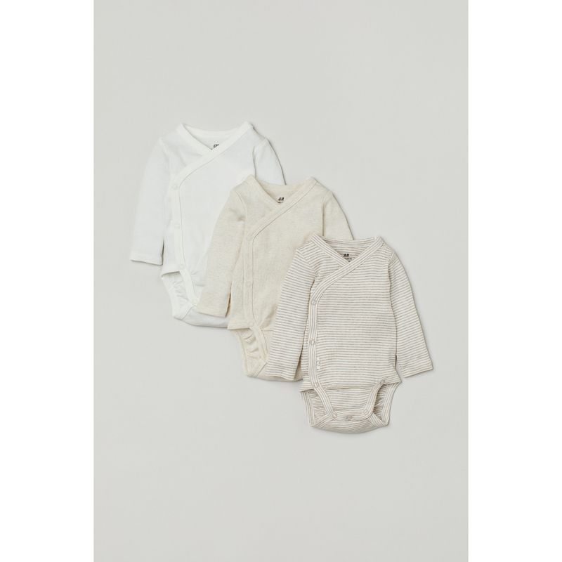 

HM Children s Clothing Newborn Baby s Jumpsuit 3 Pieces Autumn Soft Cotton Jersey Long Sleeves Stomach Blanket Romper 0694298 Light beige/Stripes 45/40