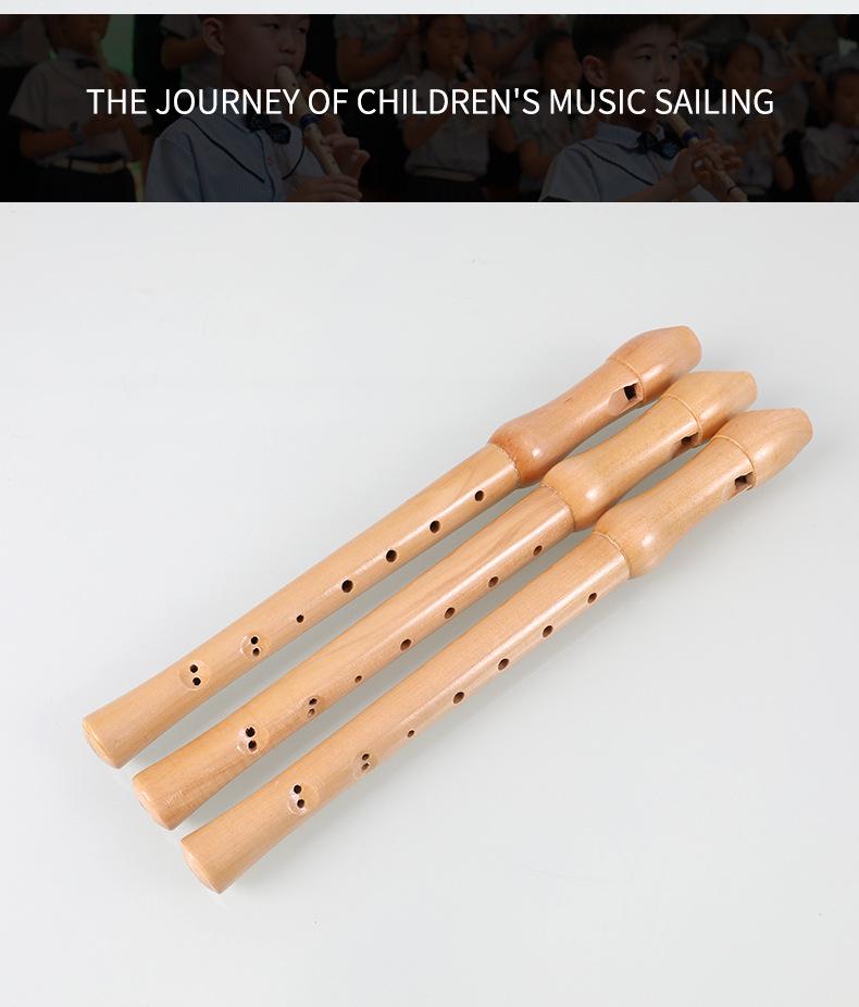 All-Wood German Eight-Hole Soprano Recorder for Children - Beginner Flute Wind Instrument