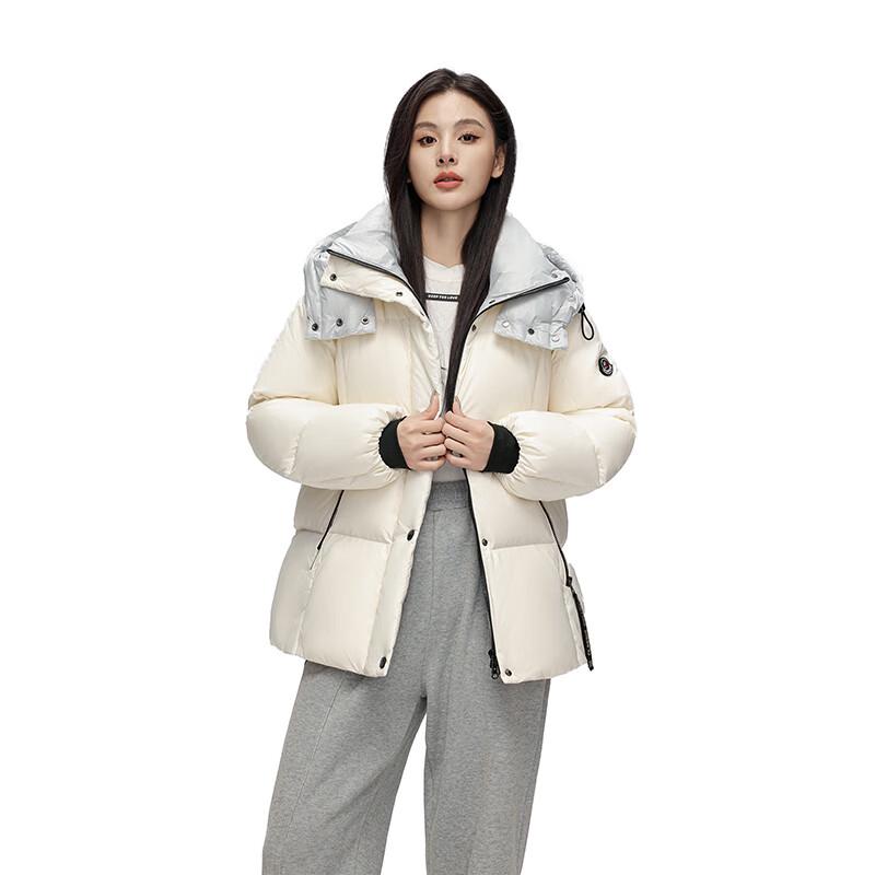 YAYA Women's 2024 Autumn/Winter Mid-Length Hooded Down Jacket