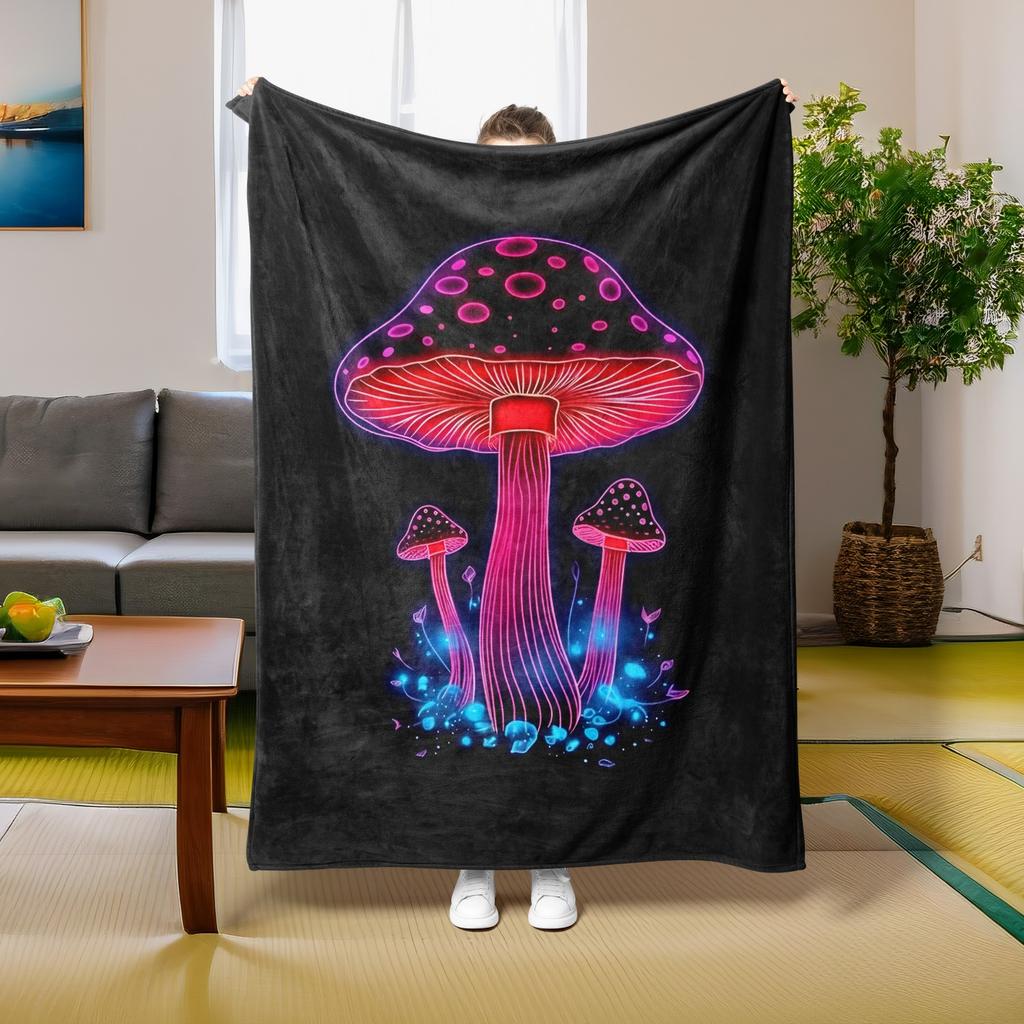 1PC Throw Fantasy Mushroom Flannel Blanket Forest Mushroom arts Bohemia style Soft thin Blankets for Home Car Camping Nap Picnic