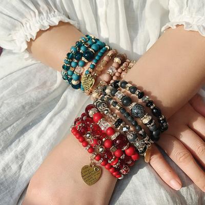 Bracciale da spiaggia vintage, accessorio multistrato, pregevole fattura