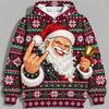 Hip Hop Pop Music Funny Rock on Santa Claus Hoodie for Women Personality Streetwear Pullover Hoodie Holiday Party Fashion New 2026