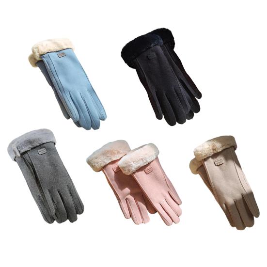 Women Winter Gloves Fleece Lined Touchscreen Gloves Thickened Warm Full Finger Windproof Gloves