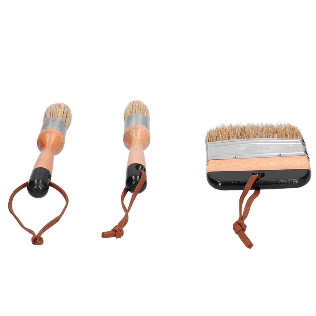 3PCS Painting Waxing Paint Brushes Scrubbing and Round Paint Brushes for Wood Furniture Home Decor