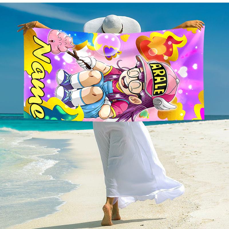 Personalized customized proof beach towel with Arale Norimaki  pattern - soft, absorbent, quick-drying, perfect swimming, camping&bathing