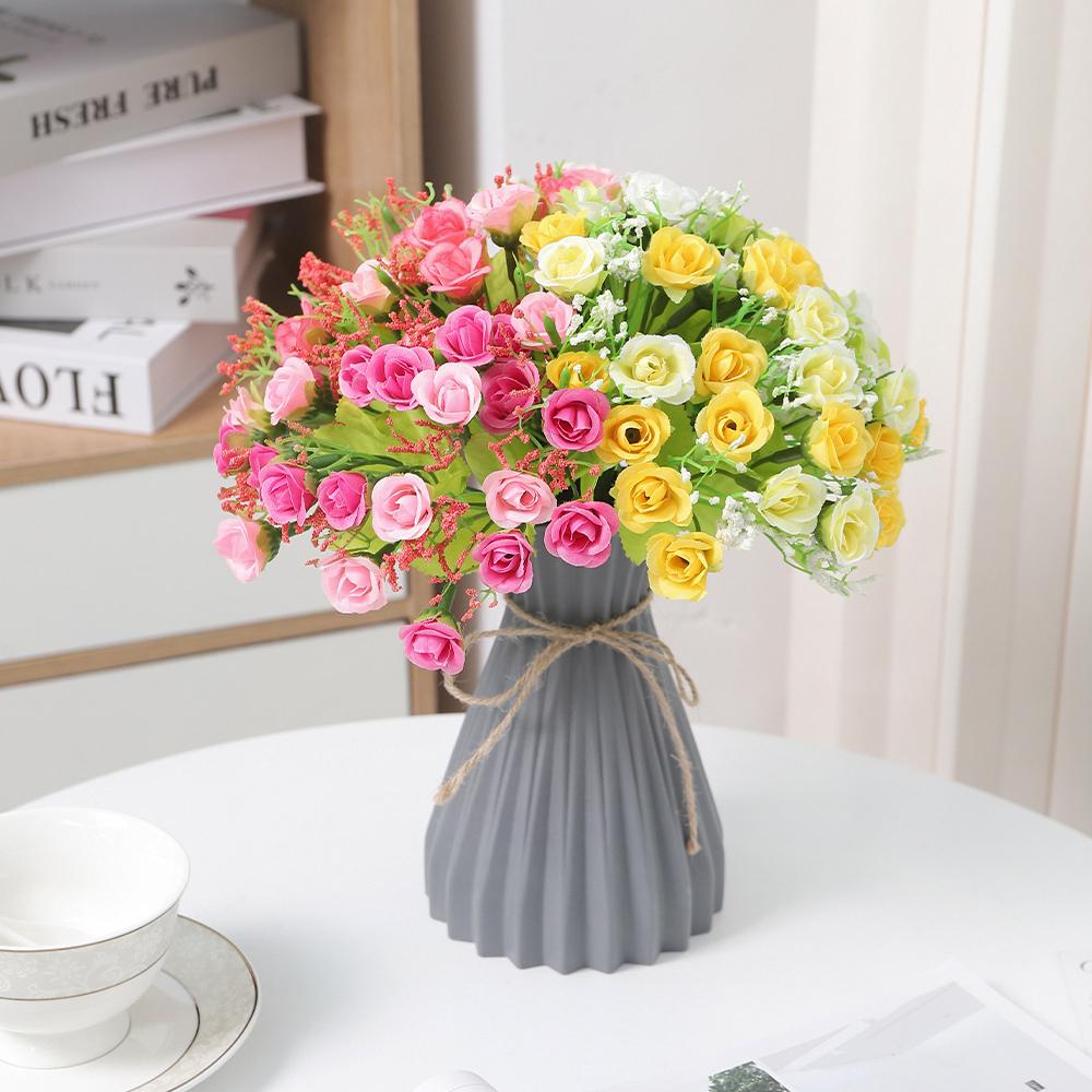 1Pcs Rose Head Artificial Silk Bouquet Home Restaurant Vase Decoration DIY Mother's Day Wedding Decor Bridal Holding Flowers