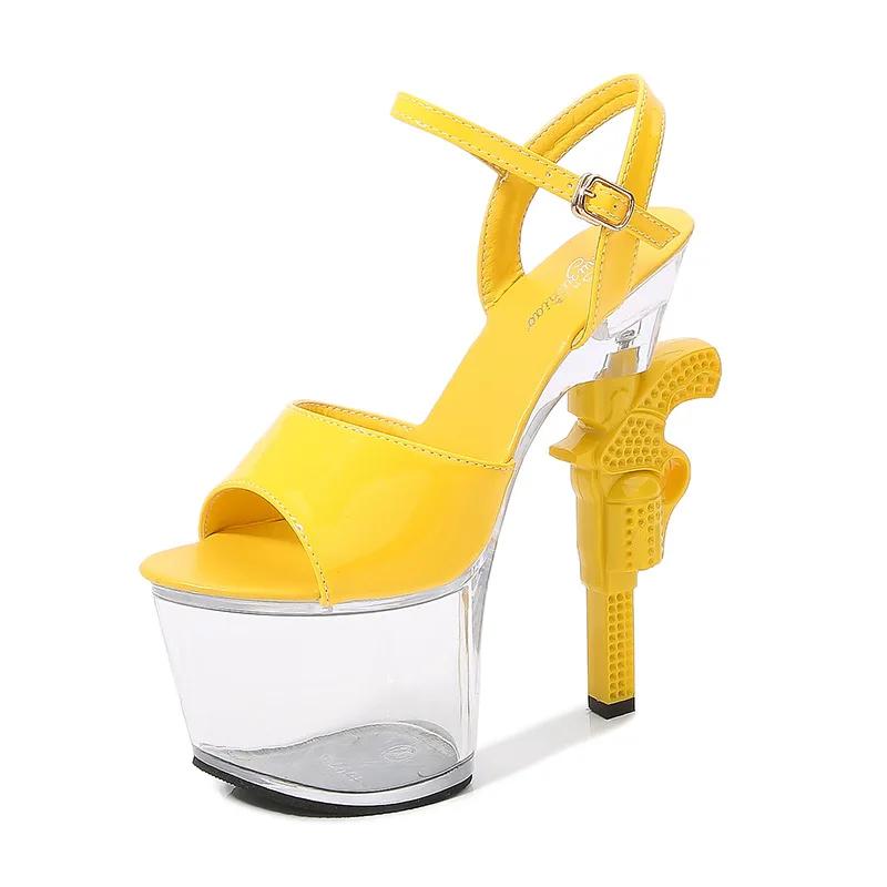 Fashion 17.5cm Super High Heel Sandals Sexy Waterproof Shallow Mouth Thin Heel Back Hollow Pole Dance Stripper Sandals 35-43 NEW