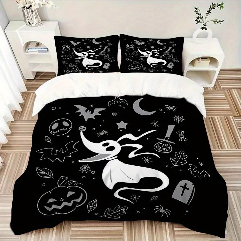 3-teiliges Zero Nightmare Before Christmas Bettwäsche-Set Enthält Bettbezug und Kissenbezüge, Geeignet für alle Jahreszeiten B102