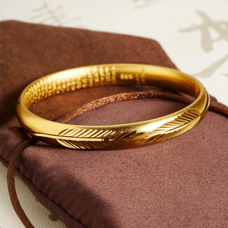 Vietnamese Leaf Heart Sutra Retro Style Daily Simple Jewelry Bracelet