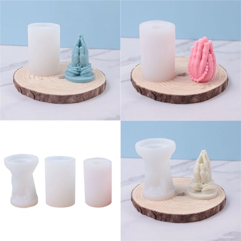 Silicone Molds Hand Candle Buddha Beads Prayer Gesture Candle Mold Hand Shaped Resin Casting Mould