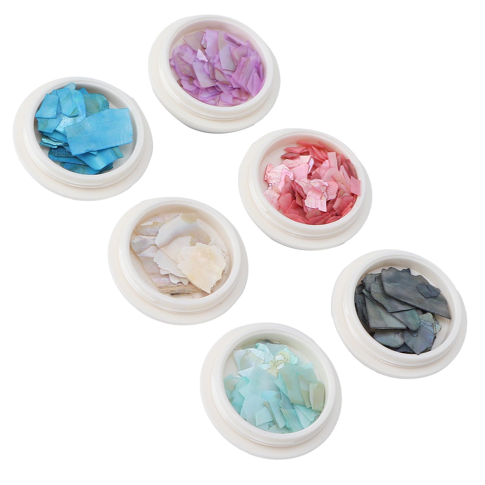 

6 BoxesSet Fashionable Nail Shell Slices DIY Shiny Glitter Manicure Decoration Accessories