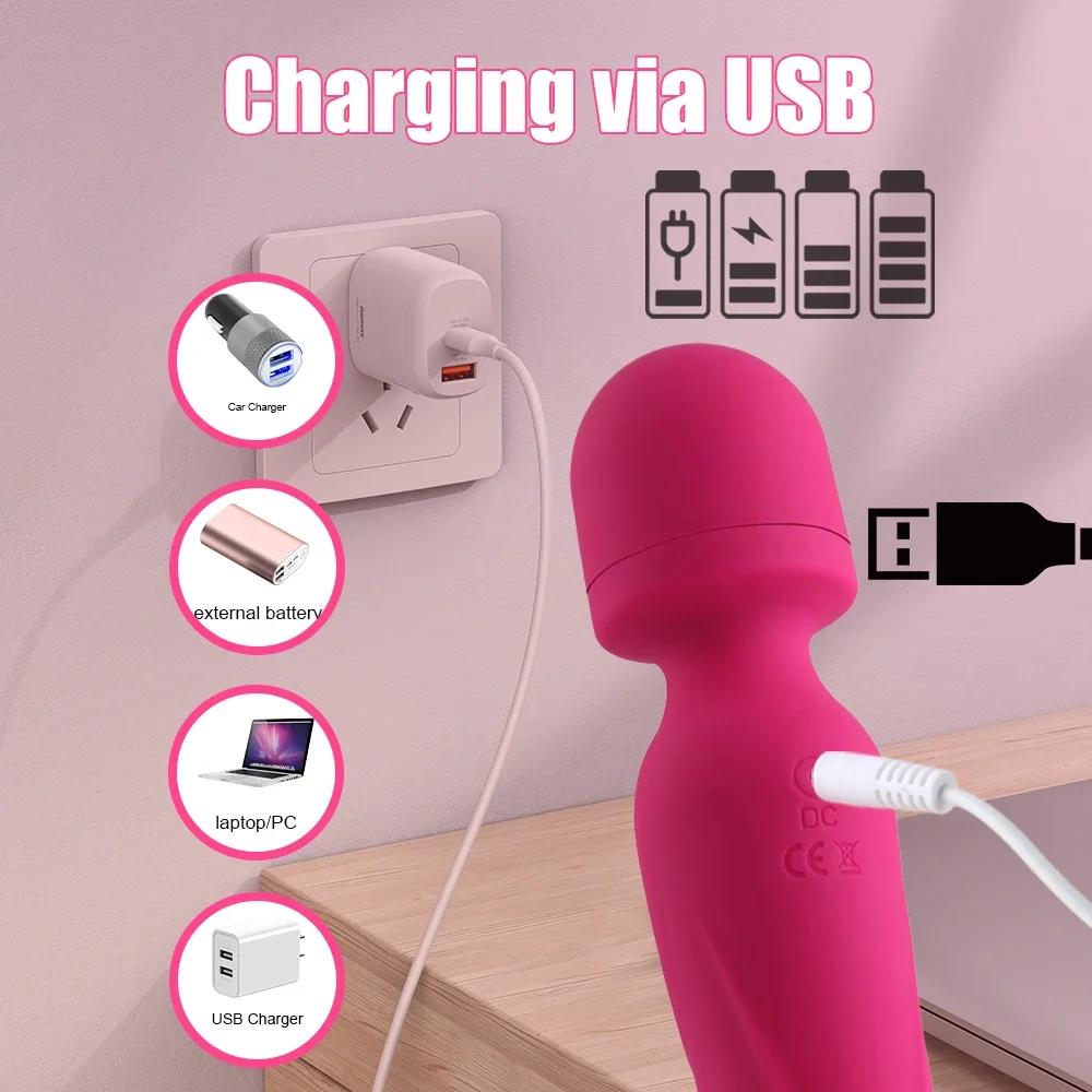 Magic Wand Vibrator Heated Dildo Body Massager 7 Speed Dual Vibration Clitoral G-spot Stimulator Female Masturbation Massager