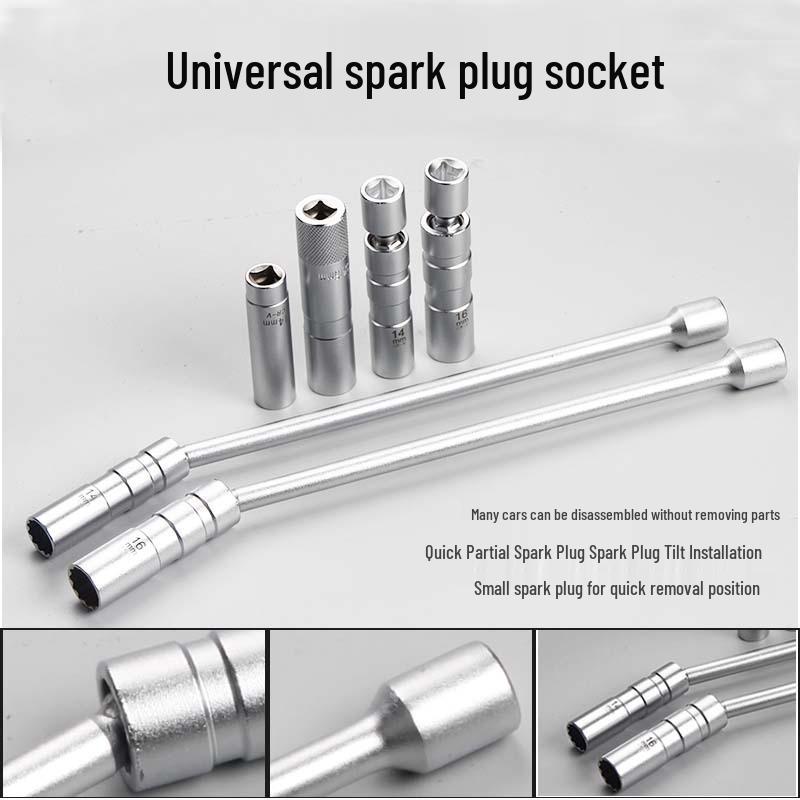 Universal 12-Point Magnetic Spark Plug Socket Wrench for BMW, Mercedes-Benz, Nissan - 14mm & 16mm Removal/Installation Tool