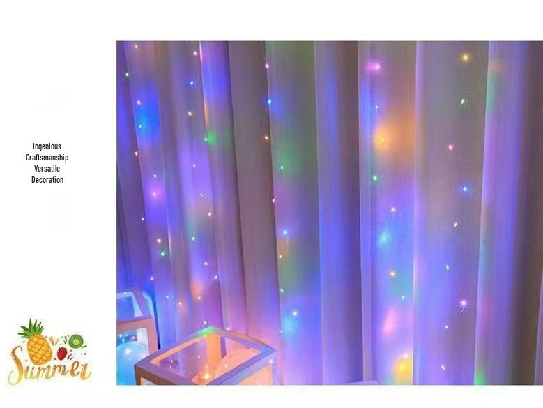 3x3m Copper Wire String Curtain Lights, USB Powered, 8-Function Remote, Waterproof, Multi-Color, for Weddings & Christmas Decoration.