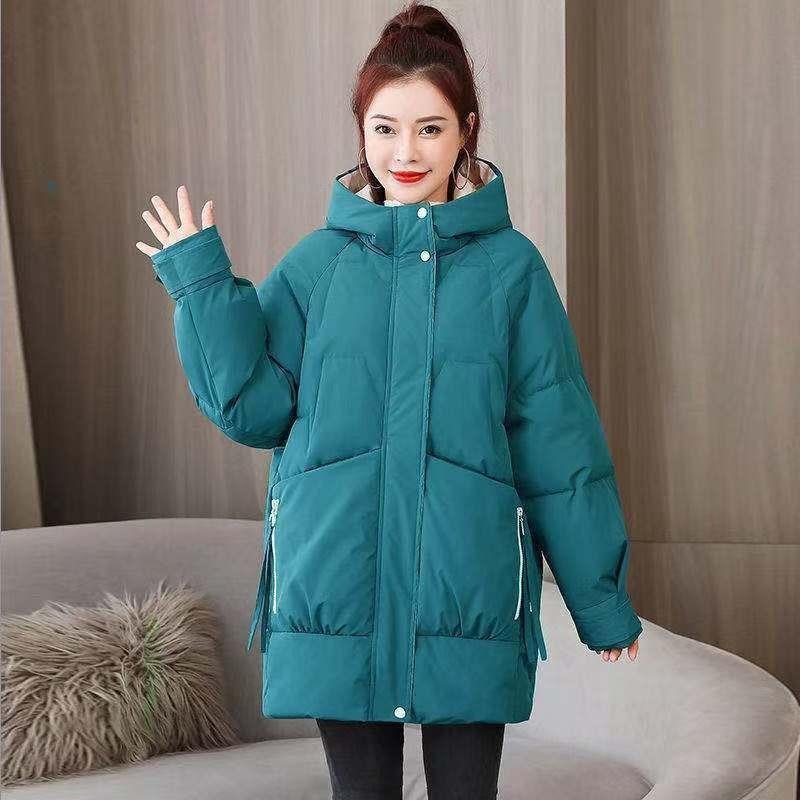

Down cotton-padded clothes women s medium and long new loose bread clothes thickened fashion cotton-padded clothes casual cotton-padded jacket XXL (145-82.5 kg) синий