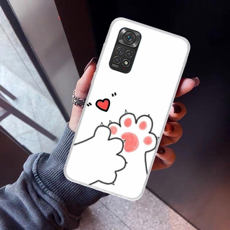 Cat Footprint Funny Paw Cute Phone Case For Xiaomi Redmi Note 10 11 12 13 14 15 Pro Plus 11S 12S 14S 11T 11E 10S Soft TPU Back C