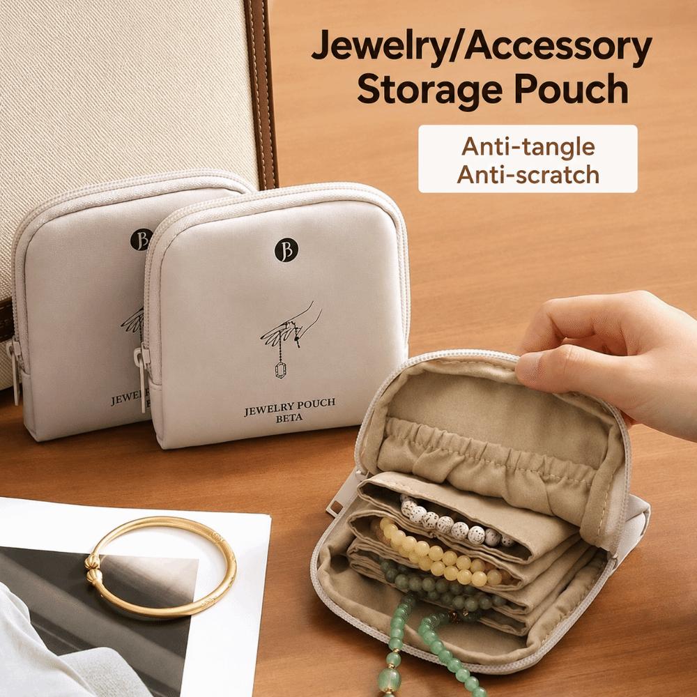 Solid Color Jewelry Bag Multi Layer Zipper Storage Bag Minimalist Jewellery Case