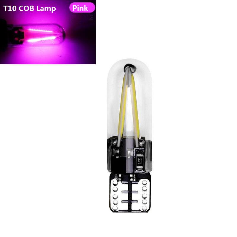 

4/2 шт. T10 W5W светодиодные лампы Canbus безошибочные лампы накаливания COB светодиодные клиновые лампы для автостоянки автомобиля лампа для чтения двери DC 12 В 2Pcs розовый
