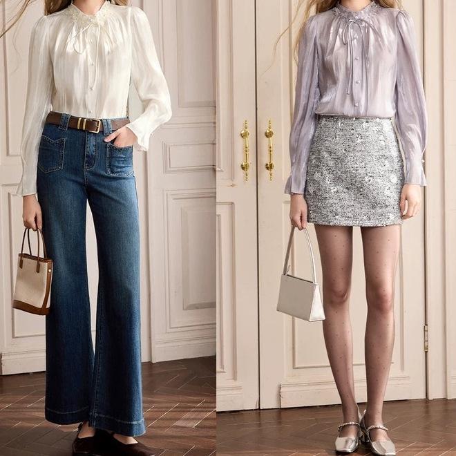 2026 Spring Pearl Flower Bell Sleeve Women's Fragrance French Collar Shirt