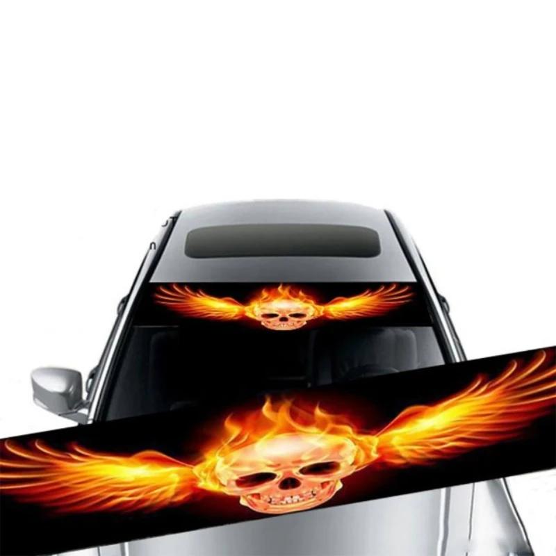3D Autoaufkleber Wolfsaugen und Totenkopfmuster für Frontscheibe Auto Heckscheibe Sonnenschutz Vinyl Aufkleber Coole Tier Dekoration