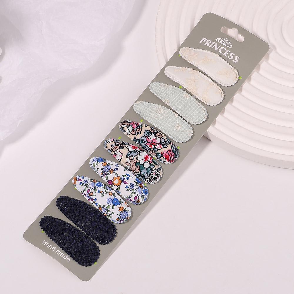 10Pcs/set Women Sweet Embroidery Print Waterdrop Shape Hair Clips For Cute Girls Hairpin Barrette Headwear Kids Hair Accessories