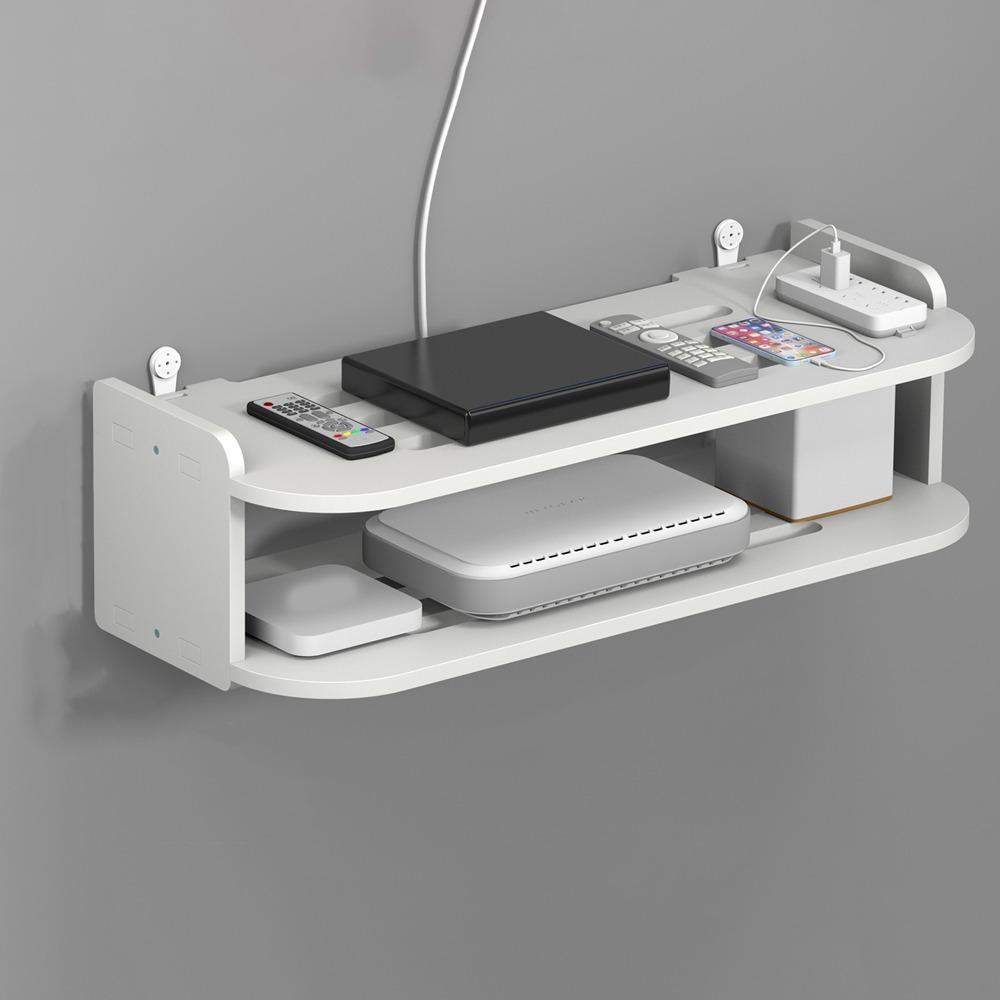 Strong Load-Bearing 2 Layer Wall Shelf Plastic Router Placement Rack  Cable Management