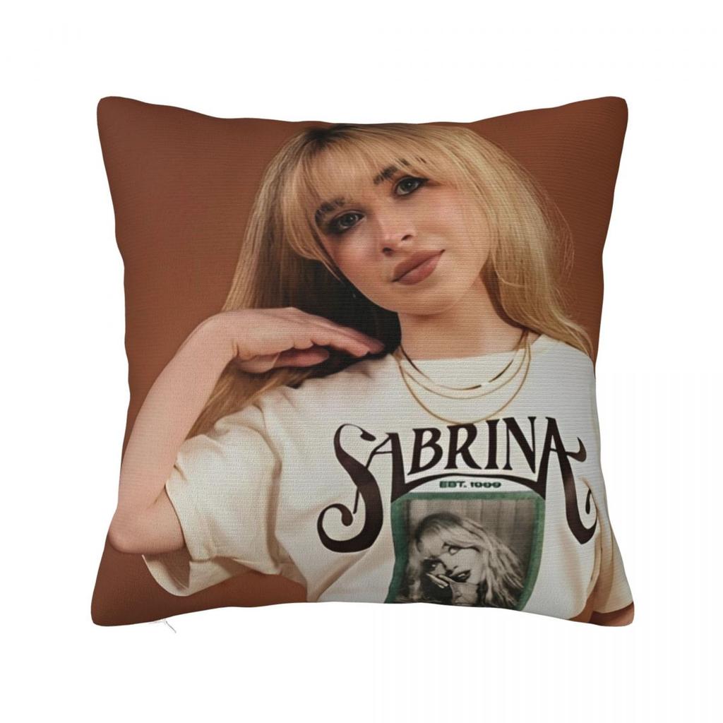 Singer Sabrina Carpenter Square Pillow Cases Pop Music Cushion Cover Vintage Zippered Decor Pillowcase For Home 45*45Cm