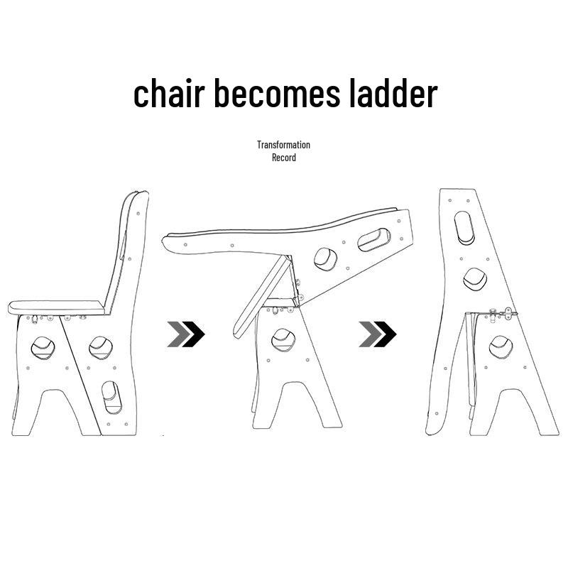 Solid Wood Folding Ladder Chair: Dual-Use, Multifunctional 4-Step Indoor Stool