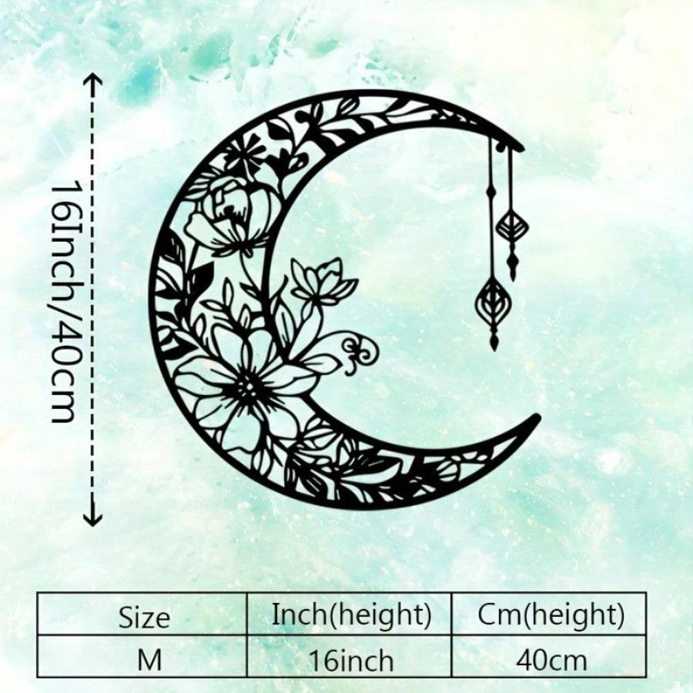 

Vintage Moon Floral Metal Wall Hanging Elegant Sky Decor For Bedroom Living Room Festive Gift
