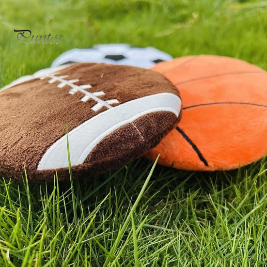Pluszowa Płaska Piłka Zabawka dla Psa Miękki Latający Dysk Piszczący Gryzak Piłka Nożna Koszykówka Rugby aport dla Szczeniaka Ulga w Bólu Ząbkowania Interaktywna Zabawa