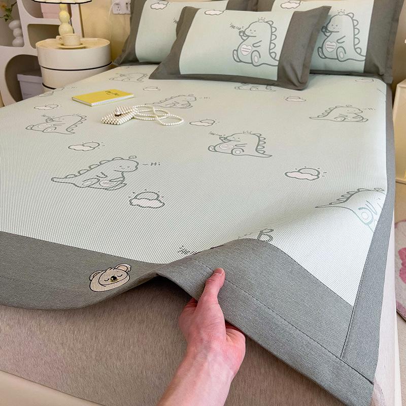 3KS Podložka z ledového hedvábí Letní ratanová podložka Letní podložka na postel Prostěradla Skládací ledové hedvábí Manželská postel Klimatizační podložka