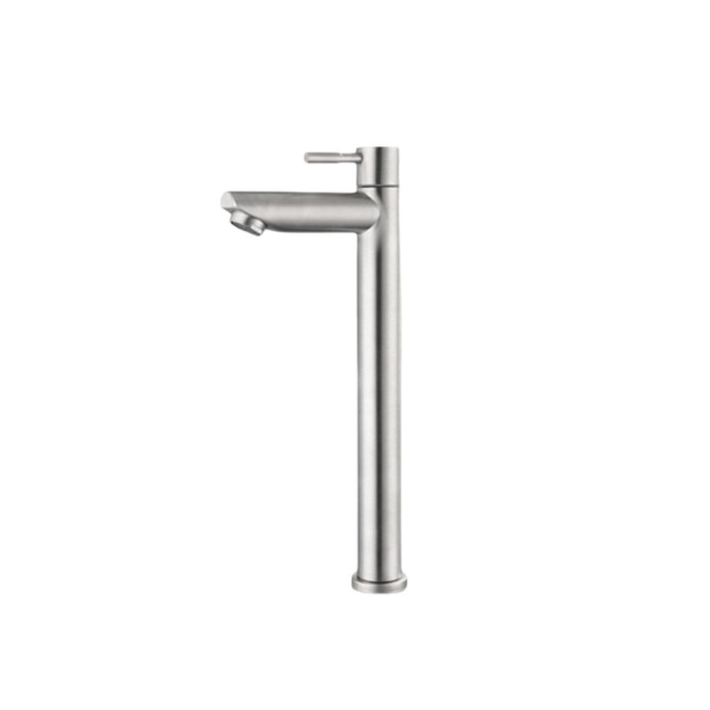 Quick Open Single Cold Faucet Stainless Steel Washbasin Tap Heighten Washbasin Faucet  Hotel