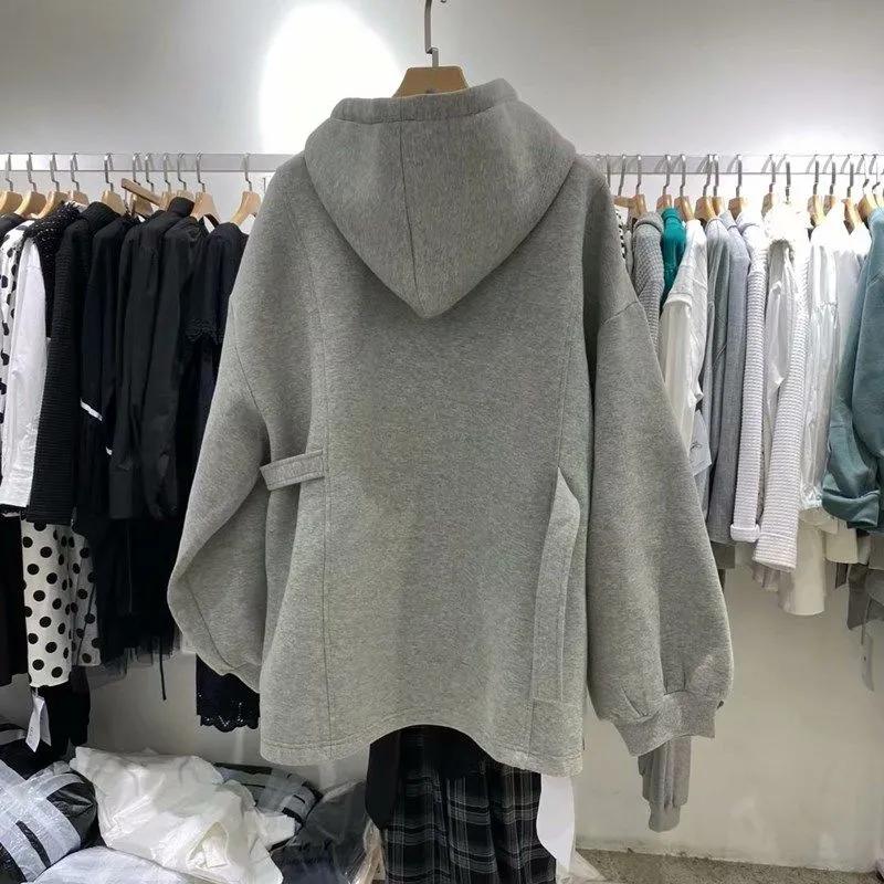 Sudadera para Mujer Oversize con Capucha de Forro Polar Gruesa Holgada Casual Jersey Manga Larga Invierno Sudadera Top