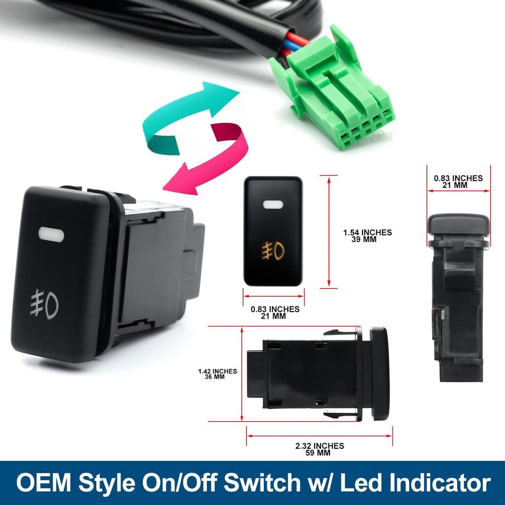 H11 H8 880 881 Fog Light Wiring Harness For Toyo'Ta 2005- Tacoma W/OEM Factory Style ON/Off Switch Kit & 40A Relay Fog Lamps Socket Wire Connector